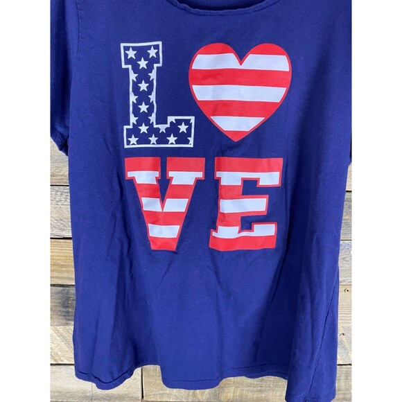 Bobbie Brooks Women's Navy Blue 2X Cotton Patriotic LOVE Top - Picture 4 of 9